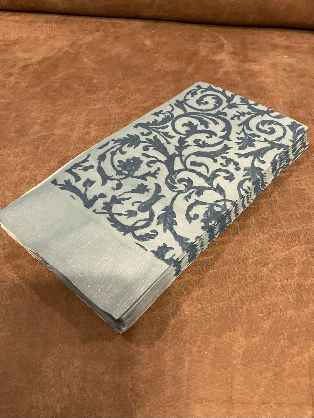 Blue Damask Paper Guest Towels